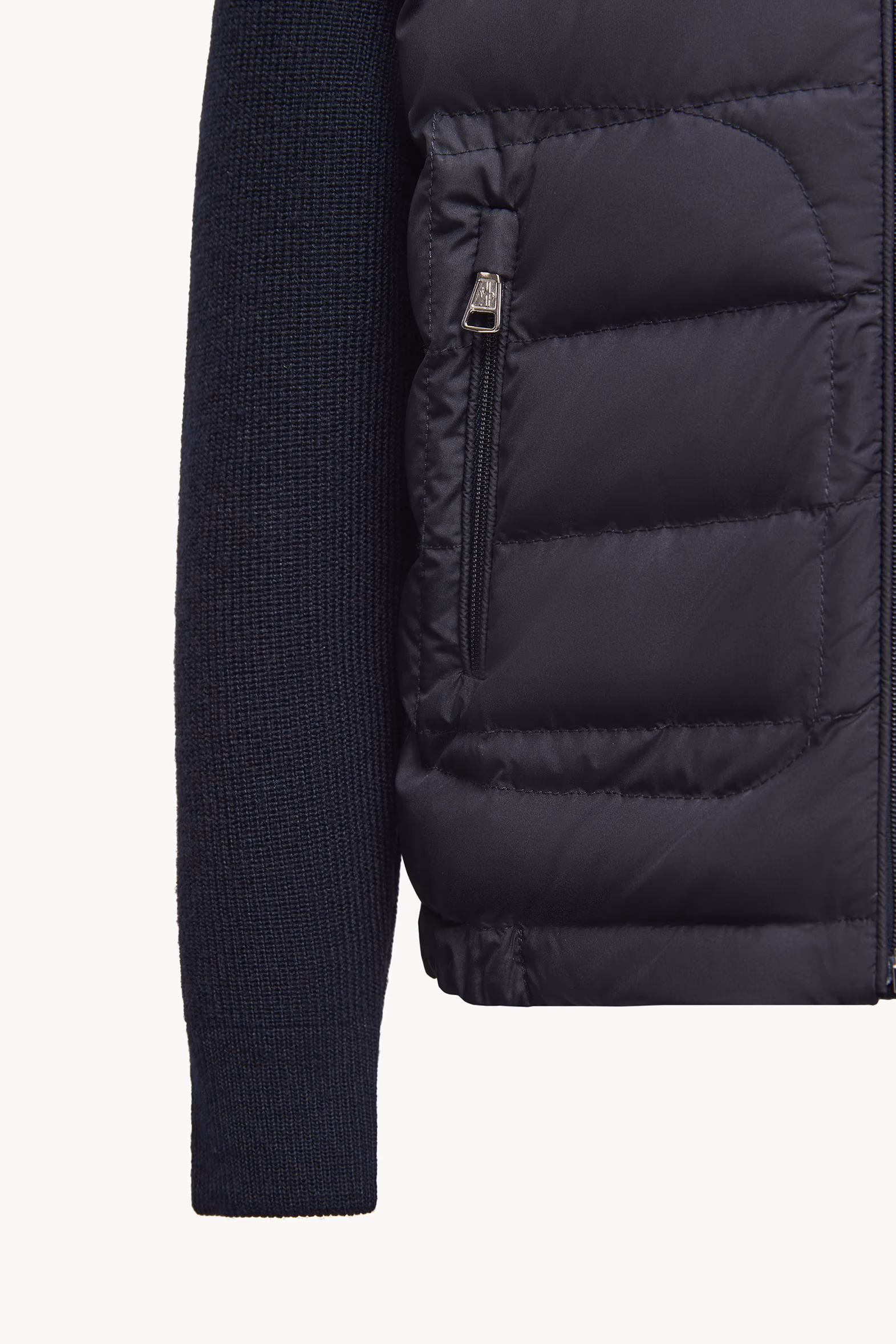 Padded Wool Blend Zip-Up Cardigan Boy Navy Blue Moncler 5